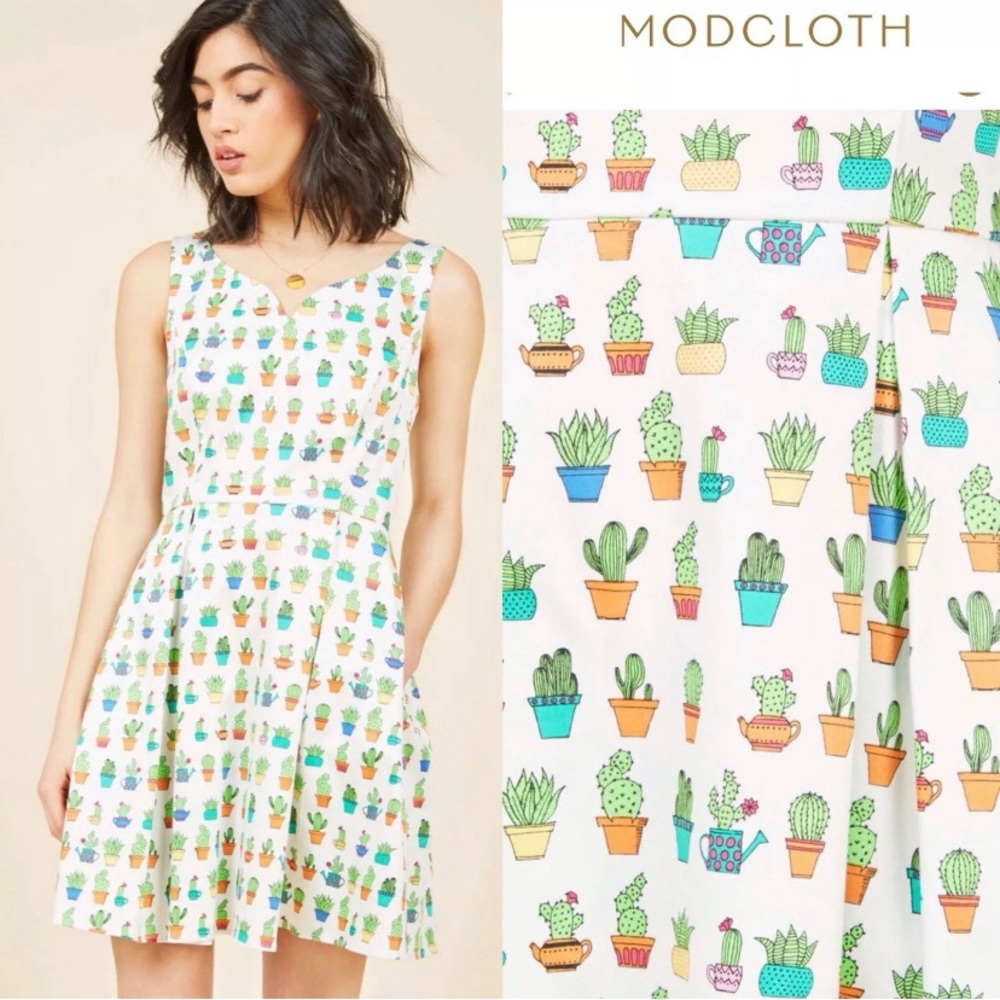 ModCloth NWT Succulent Cacti Dress Rare Small New